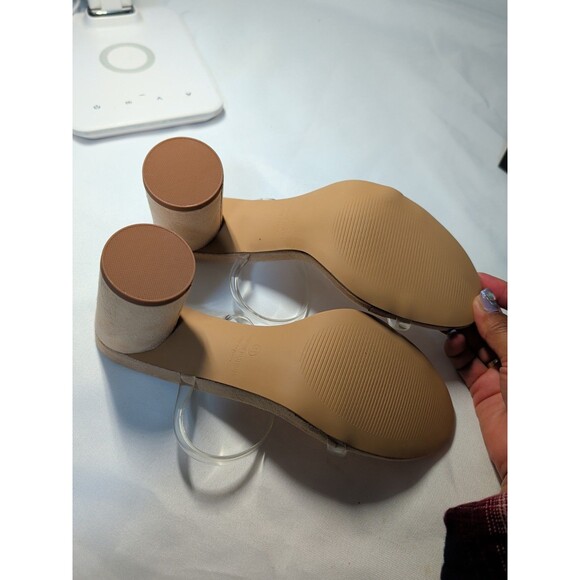 Women's Lulus Nude Color Dakyana Chunky Heels Sandals Toe Straps  Size 8 1/2 - Picture 5 of 7